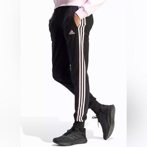 Adidas Slim Fit Full Length Joggers with Pink Stripes